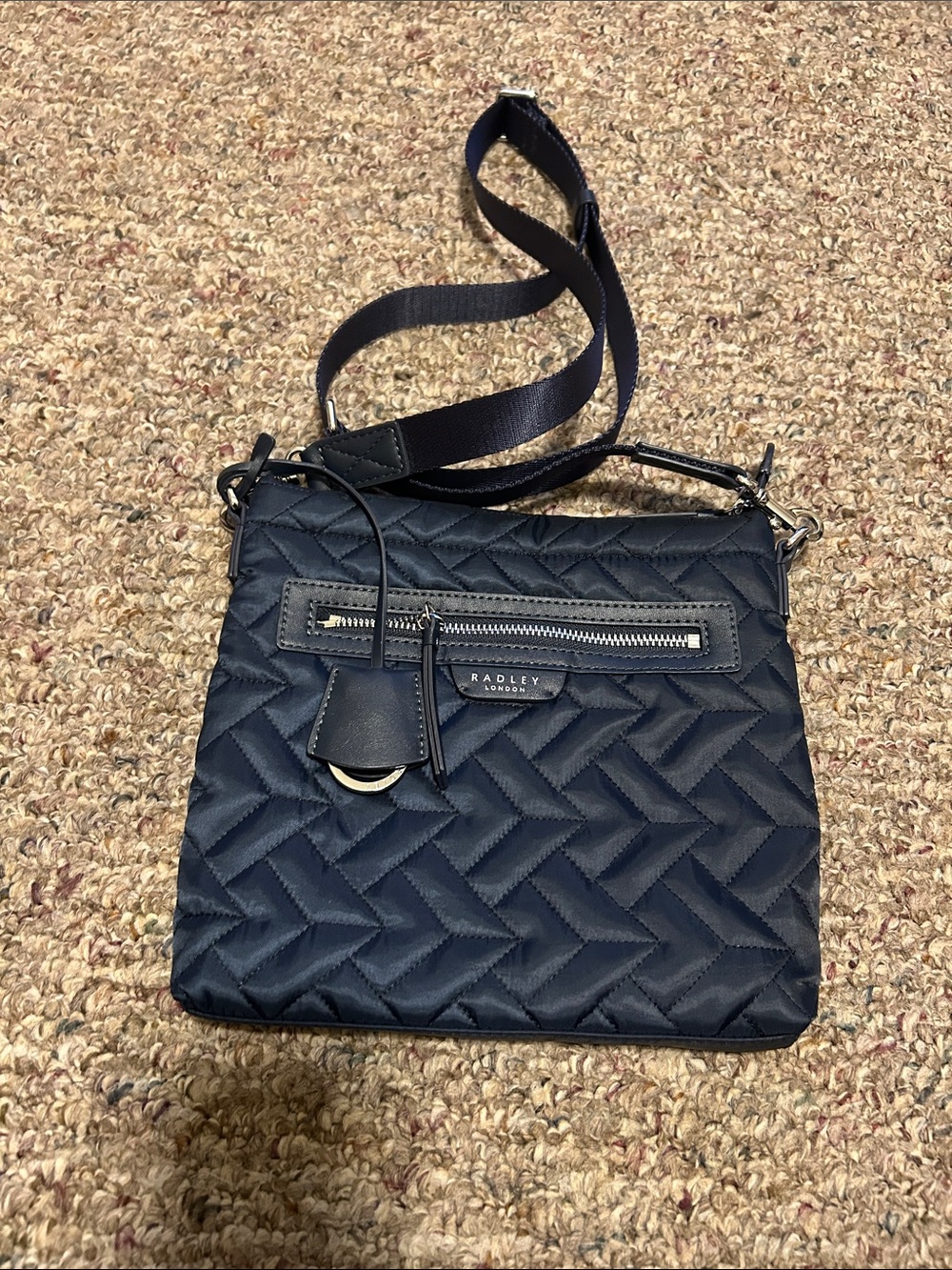 RADLEY LONDON Navy Quilted Crossbody with Zip Front